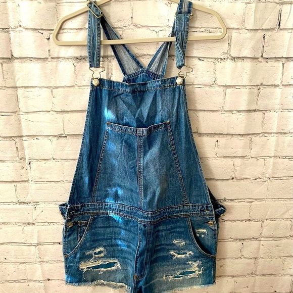 American Eagle Outfitters Pants - AEO DISTRESSED MICRO MINI JEANS SHORTALLS